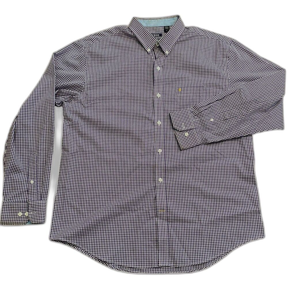 IZOD Men's Black Check Shirt Button Up LARGE Natural Stretch Long Sleeve NWOT